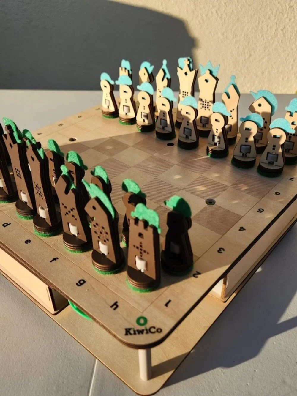 NEW KiwiCo Chess Set Wooden Game Board and Pieces with Hidden Storage Brand New